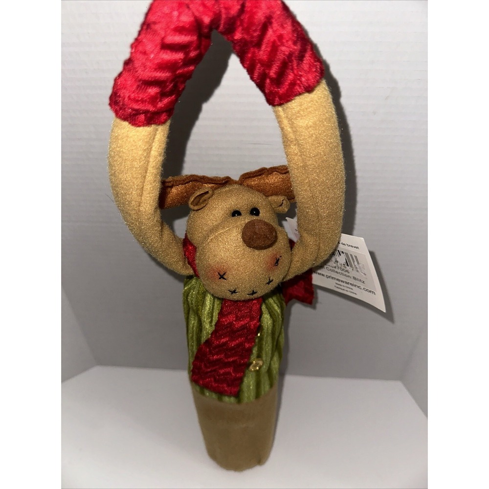 Primeware Blitz Reindeer Wine Sock‎ Plush Bottle Cover Carry Me Handle NWT